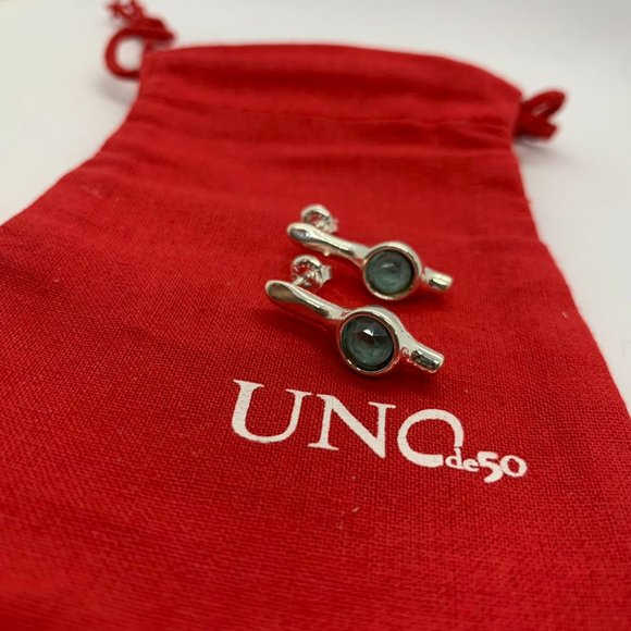 Uno de 50 Unique Earring LADIES EARRINGS With Green Crystal Silver-Plated Metal - Picture 4 of 7